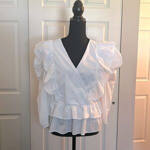 Express White Puffed long sleeve Blouse